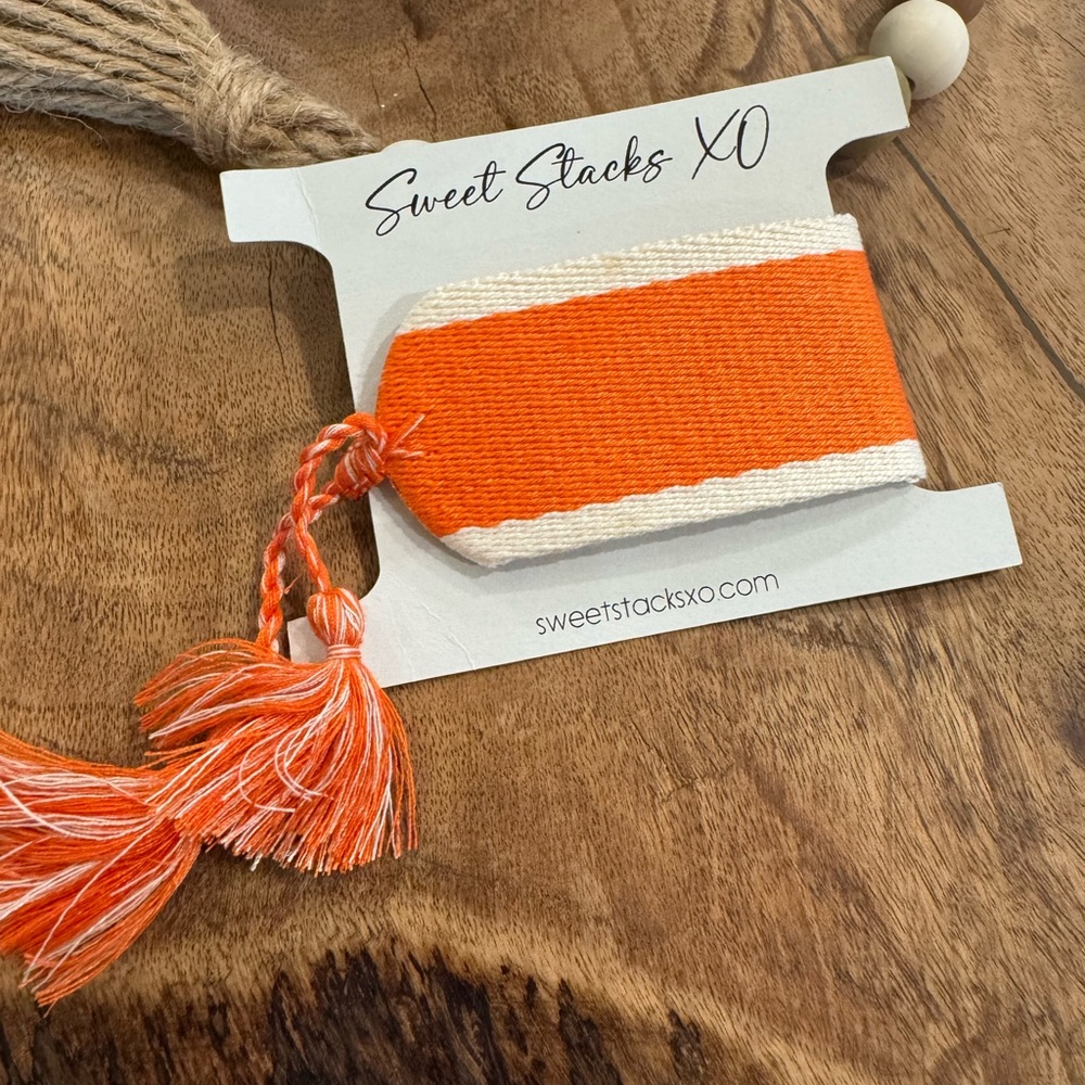 Orange and Cream Tassel Bracelet